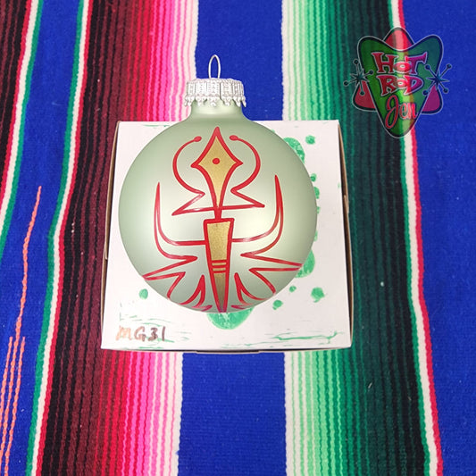 Hand pinstriped/painted glass ornament by Hot Rod Jen