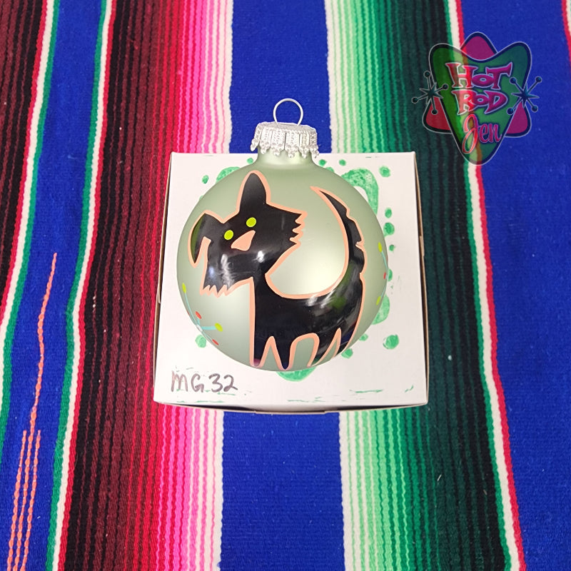 Hand pinstriped/painted glass ornament by Hot Rod Jen