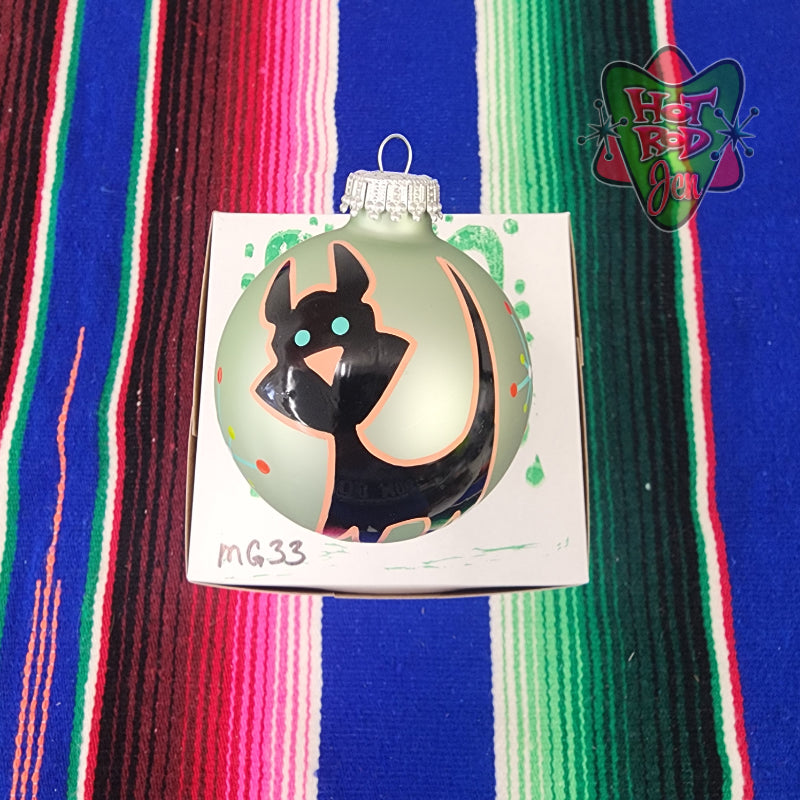 Hand pinstriped/painted glass ornament by Hot Rod Jen