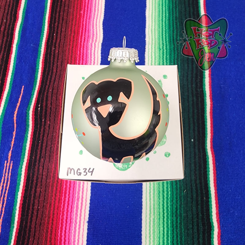 Hand pinstriped/painted glass ornament by Hot Rod Jen