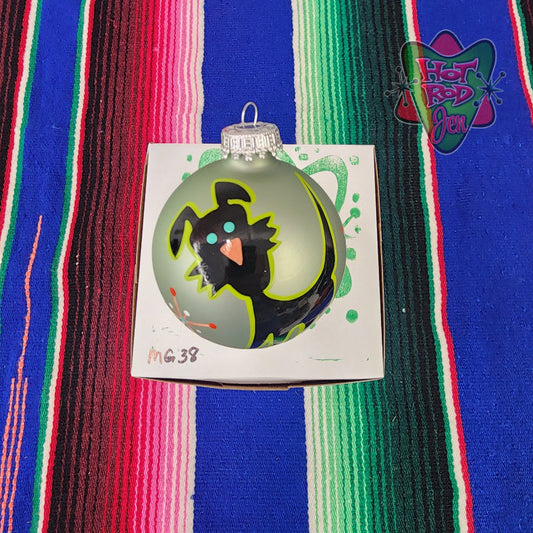 Hand pinstriped/painted glass ornament by Hot Rod Jen