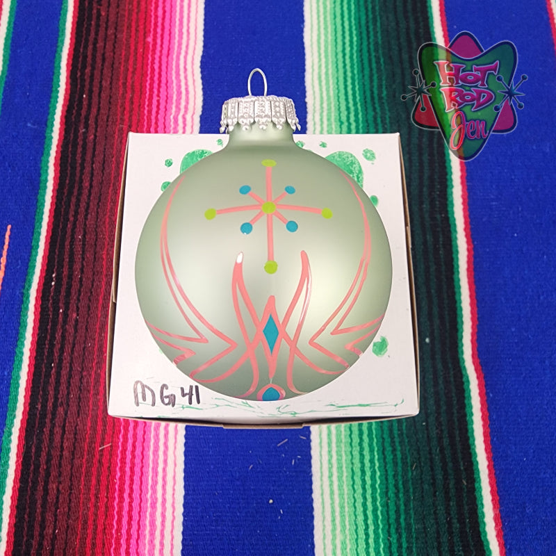 Hand pinstriped/painted glass ornament by Hot Rod Jen