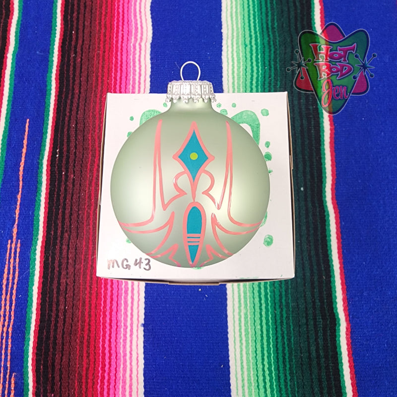 Hand pinstriped/painted glass ornament by Hot Rod Jen