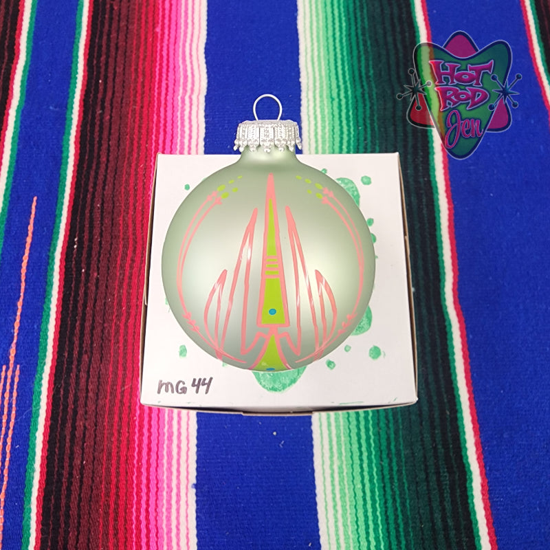 Hand pinstriped/painted glass ornament by Hot Rod Jen