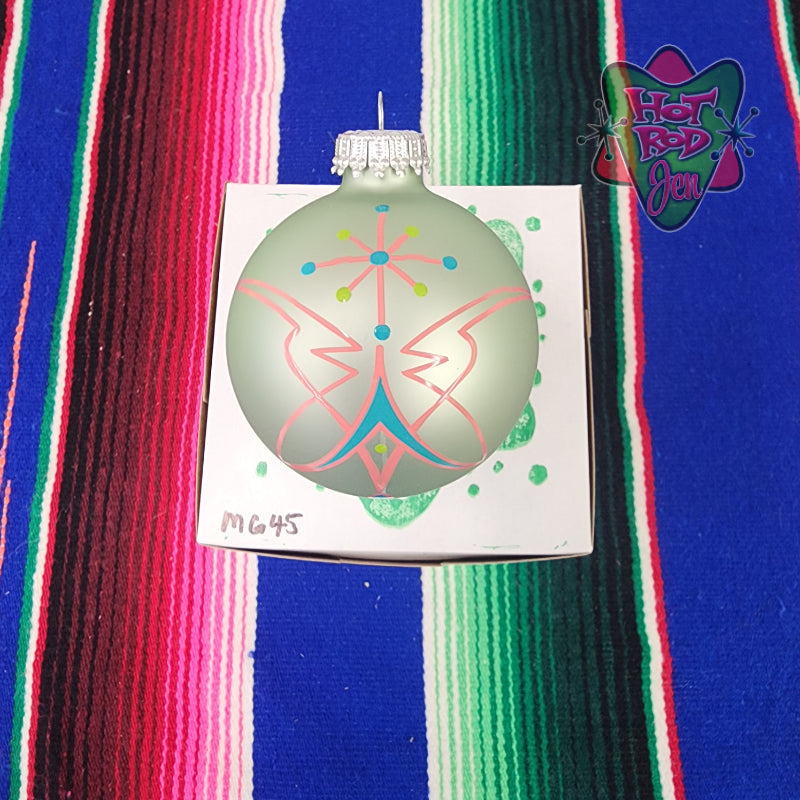 Hand pinstriped/painted glass ornament by Hot Rod Jen