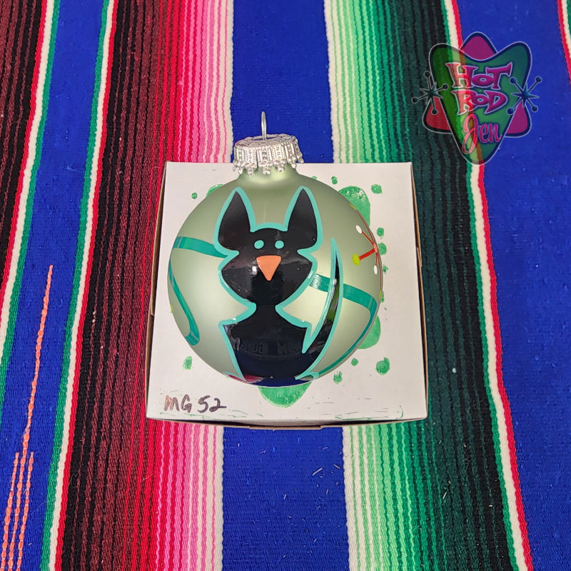 Hand pinstriped/painted glass ornament by Hot Rod Jen