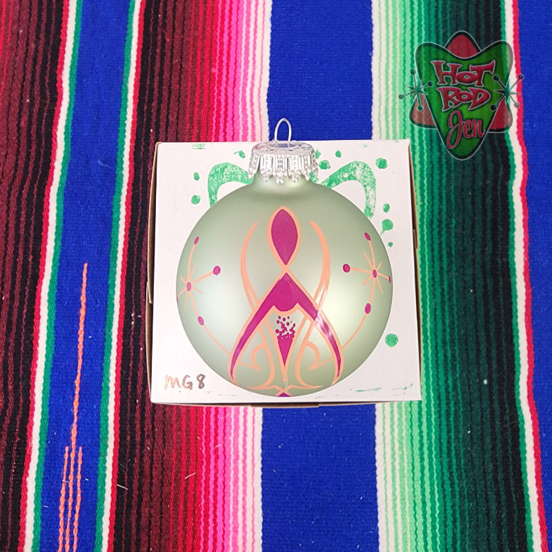 Hand pinstriped/painted glass ornament by Hot Rod Jen