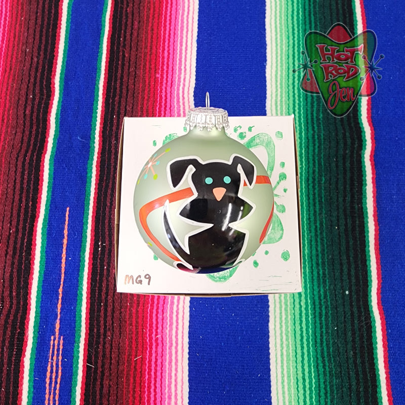 Hand pinstriped/painted glass ornament by Hot Rod Jen