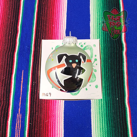 Hand pinstriped/painted glass ornament by Hot Rod Jen