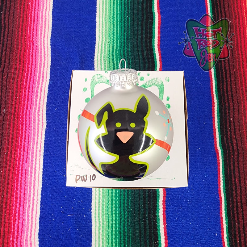 Hand pinstriped/painted glass ornament by Hot Rod Jen