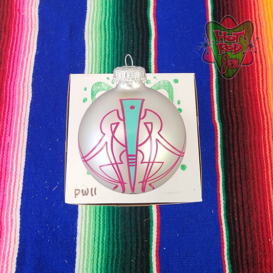 Hand pinstriped/painted glass ornament by Hot Rod Jen
