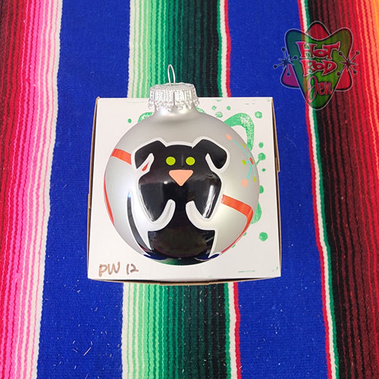 Hand pinstriped/painted glass ornament by Hot Rod Jen