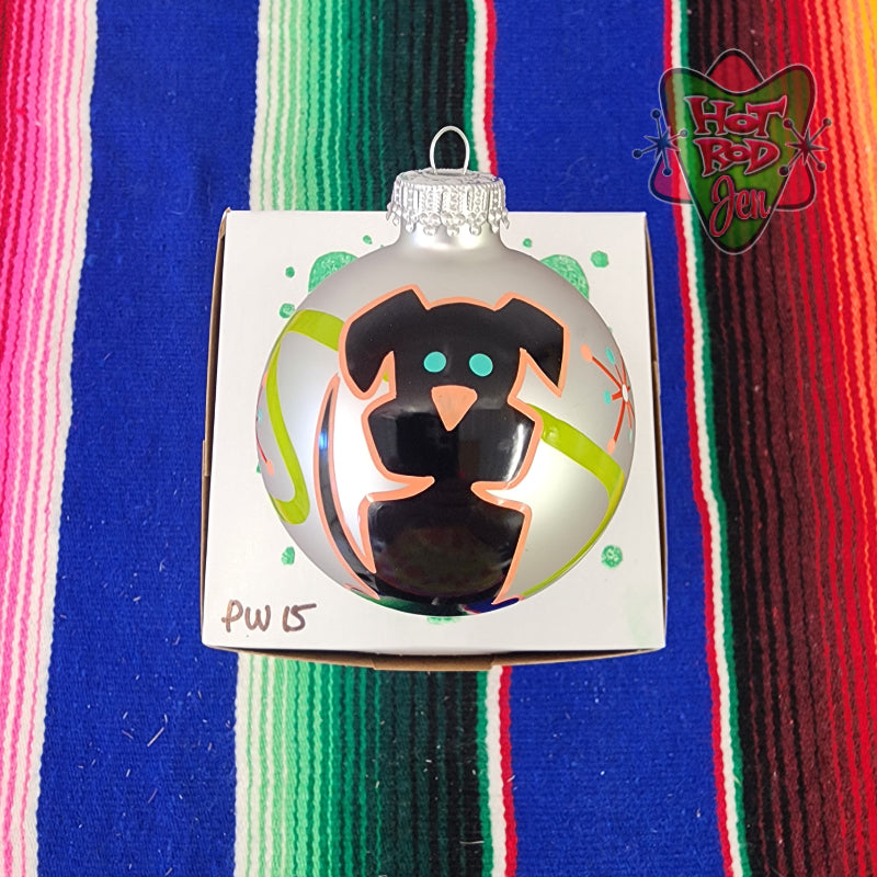 Hand pinstriped/painted glass ornament by Hot Rod Jen