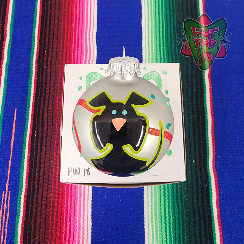 Hand pinstriped/painted glass ornament by Hot Rod Jen