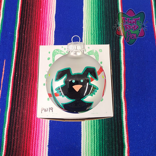 Hand pinstriped/painted glass ornament by Hot Rod Jen