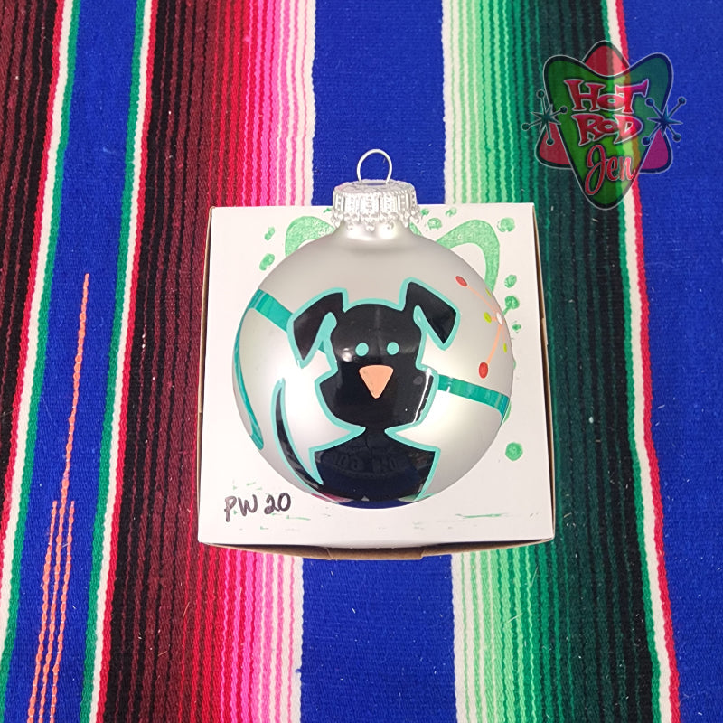 Hand pinstriped/painted glass ornament by Hot Rod Jen