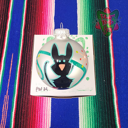 Hand pinstriped/painted glass ornament by Hot Rod Jen