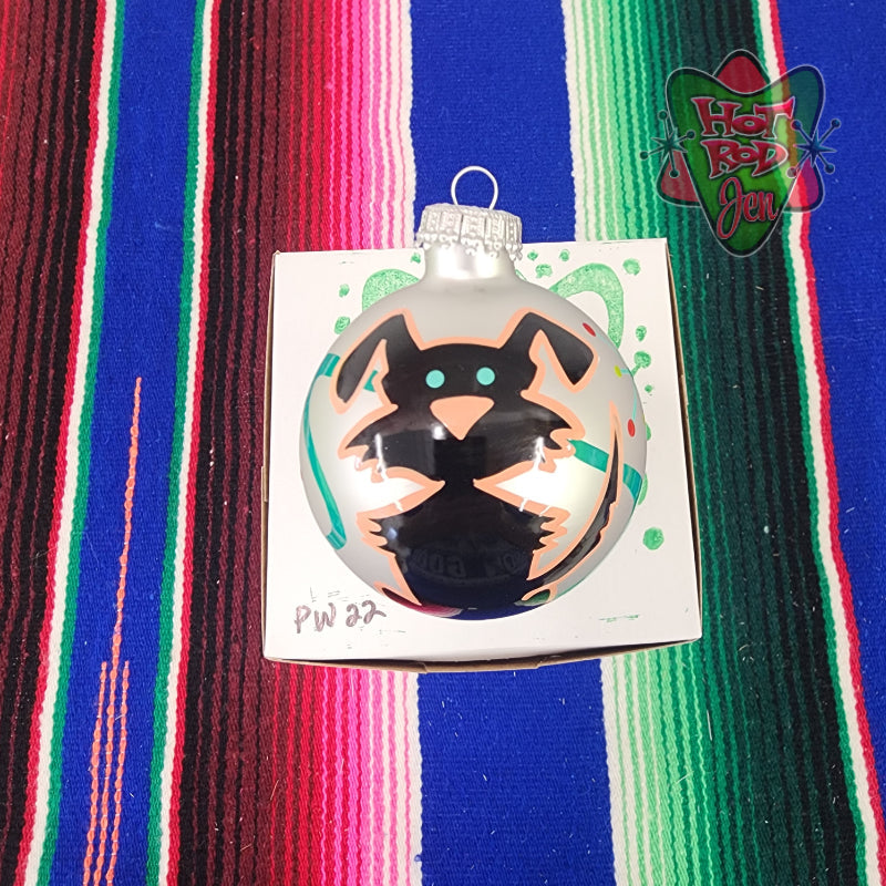 Hand pinstriped/painted glass ornament by Hot Rod Jen