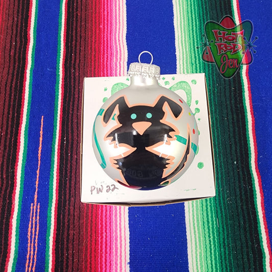 Hand pinstriped/painted glass ornament by Hot Rod Jen