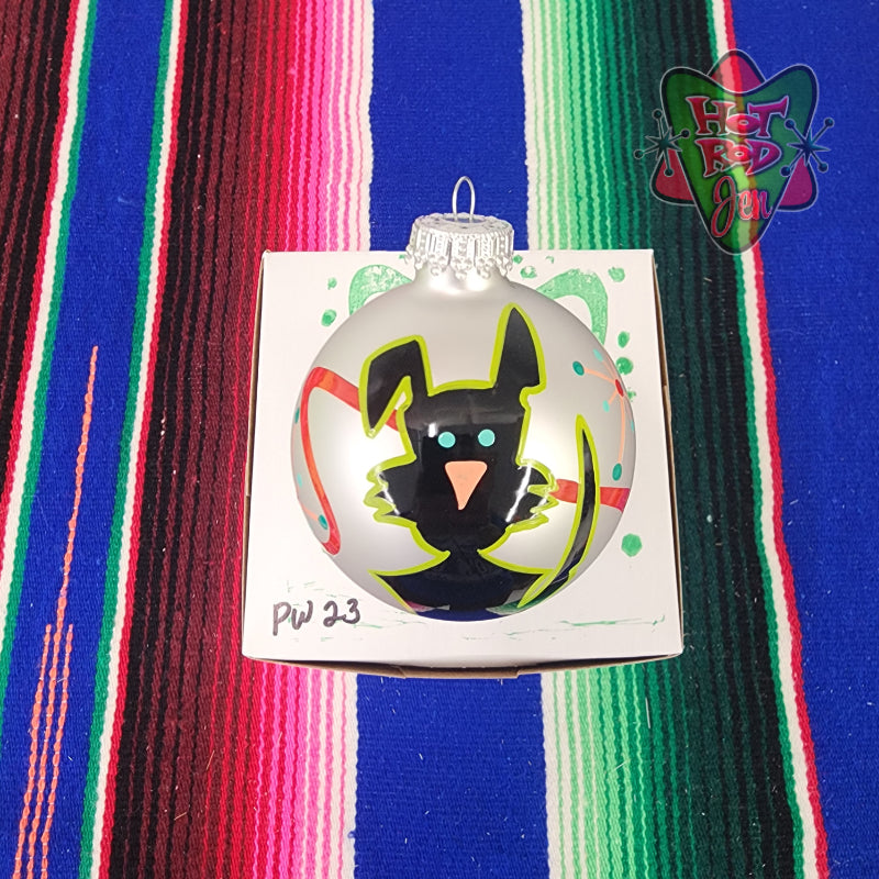 Hand pinstriped/painted glass ornament by Hot Rod Jen