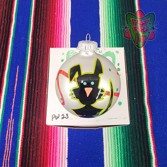 Hand pinstriped/painted glass ornament by Hot Rod Jen