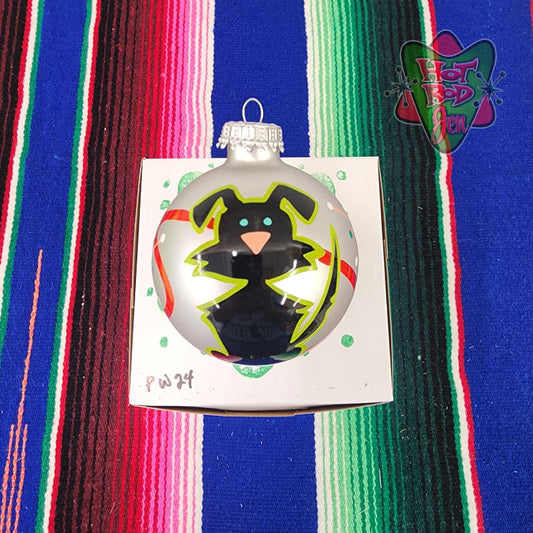 Hand pinstriped/painted glass ornament by Hot Rod Jen