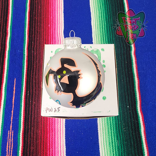 Hand pinstriped/painted glass ornament by Hot Rod Jen