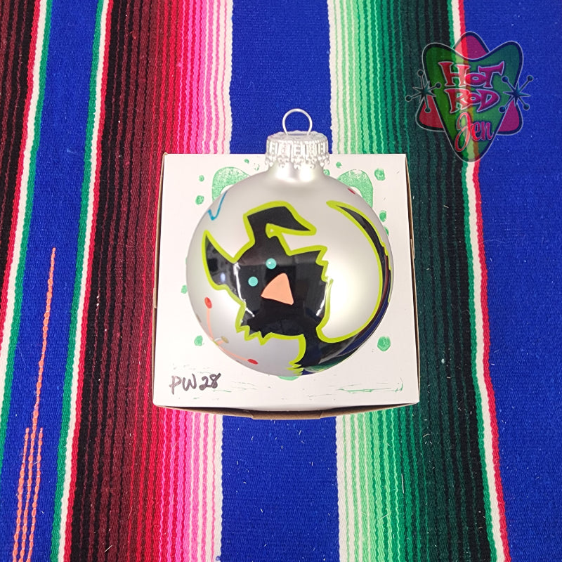 Hand pinstriped/painted glass ornament by Hot Rod Jen