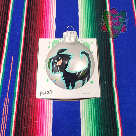 Hand pinstriped/painted glass ornament by Hot Rod Jen