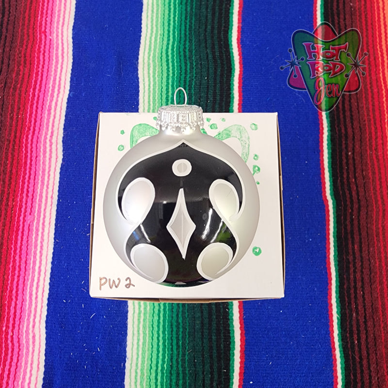 Hand pinstriped/painted glass ornament by Hot Rod Jen