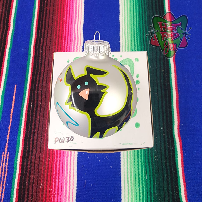 Hand pinstriped/painted glass ornament by Hot Rod Jen