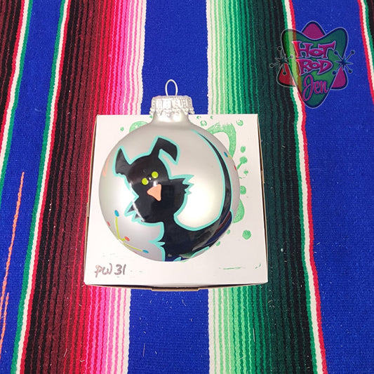 Hand pinstriped/painted glass ornament by Hot Rod Jen