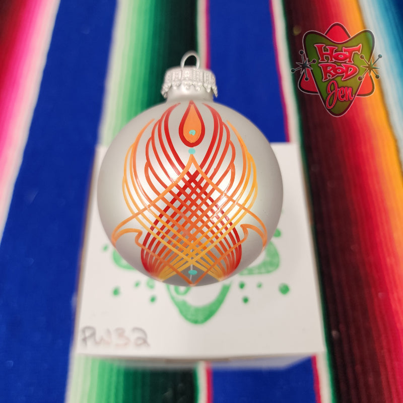 Hand pinstriped/painted glass ornament by Hot Rod Jen