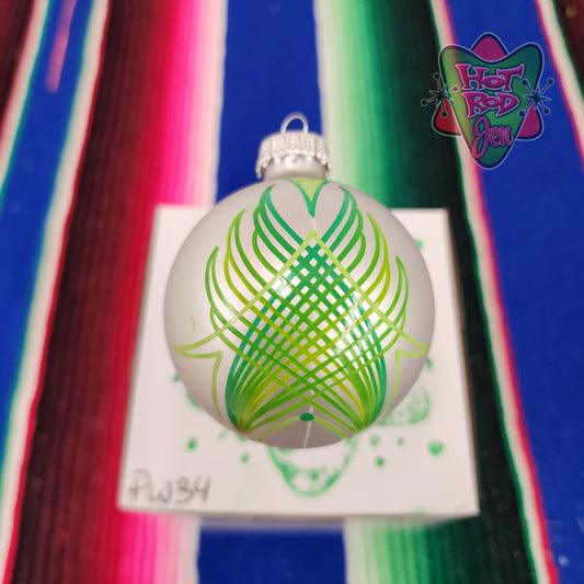 Hand pinstriped/painted glass ornament by Hot Rod Jen