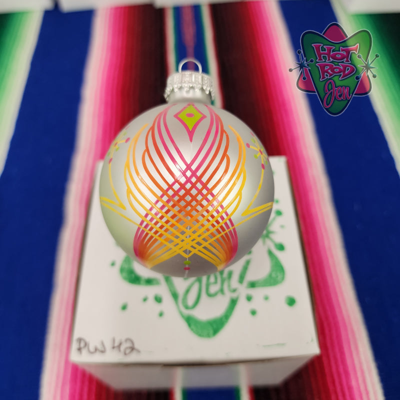 Hand pinstriped/painted glass ornament by Hot Rod Jen