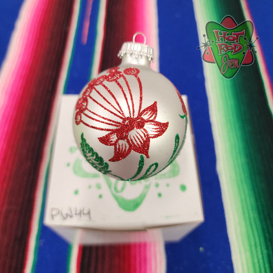 Hand pinstriped/painted glass ornament by Hot Rod Jen