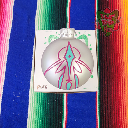 Hand pinstriped/painted glass ornament by Hot Rod Jen