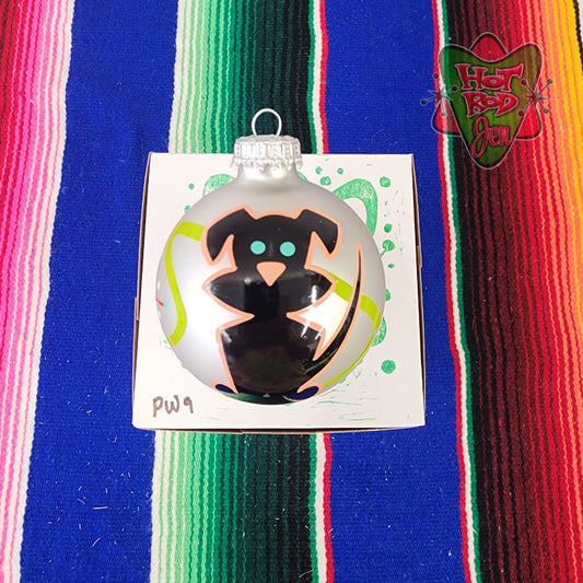 Hand pinstriped/painted glass ornament by Hot Rod Jen