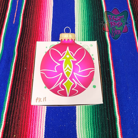 Hand pinstriped/painted glass ornament by Hot Rod Jen
