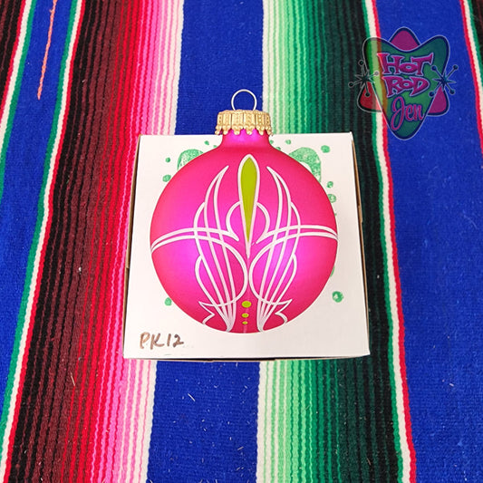 Hand pinstriped/painted glass ornament by Hot Rod Jen