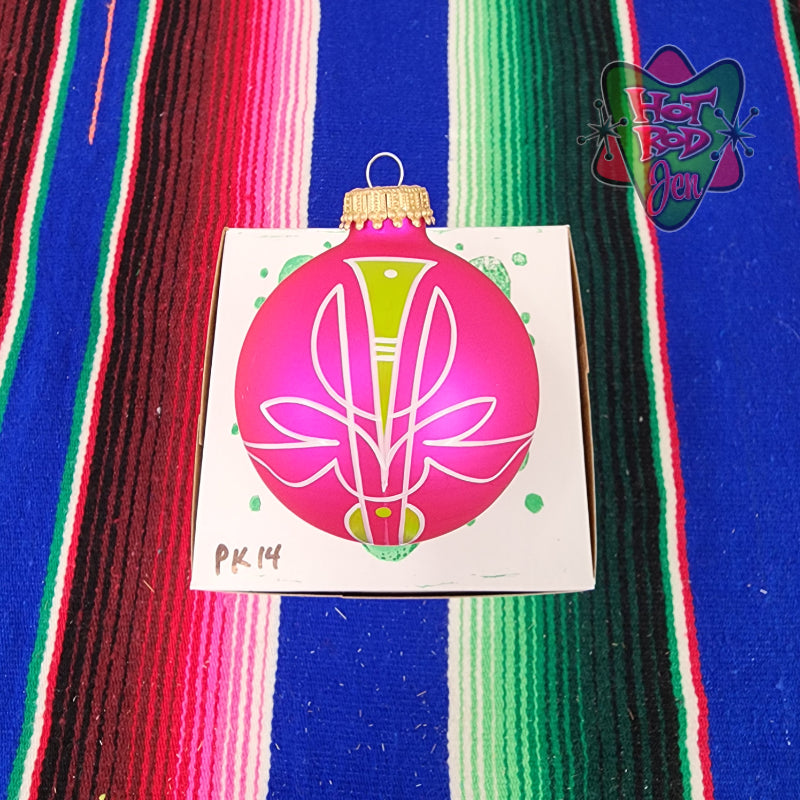 Hand pinstriped/painted glass ornament by Hot Rod Jen