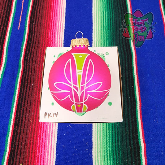 Hand pinstriped/painted glass ornament by Hot Rod Jen