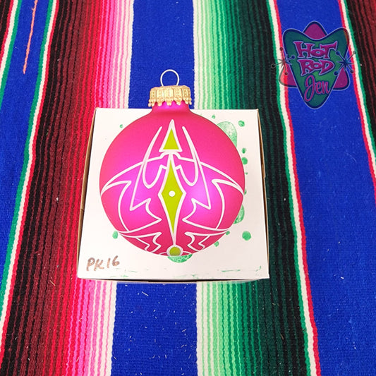 Hand pinstriped/painted glass ornament by Hot Rod Jen