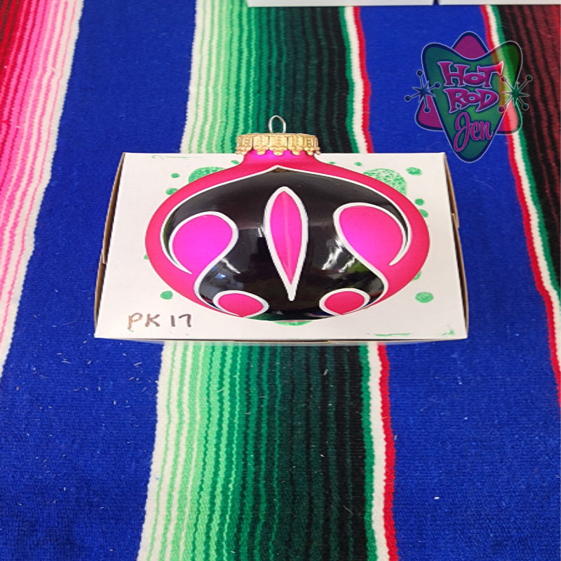 Hand pinstriped/painted glass ornament by Hot Rod Jen