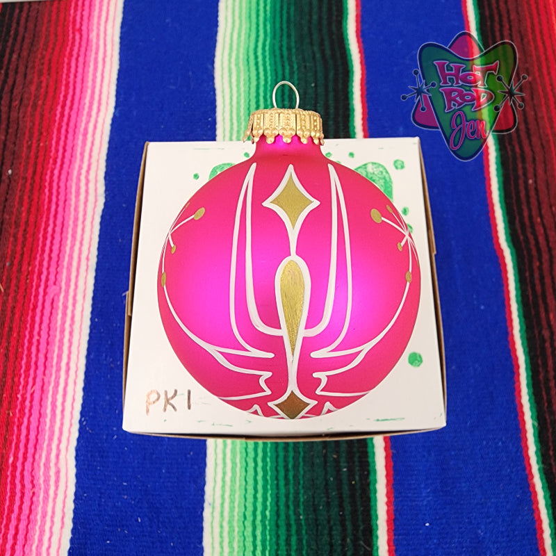 Hand pinstriped/painted glass ornament by Hot Rod Jen