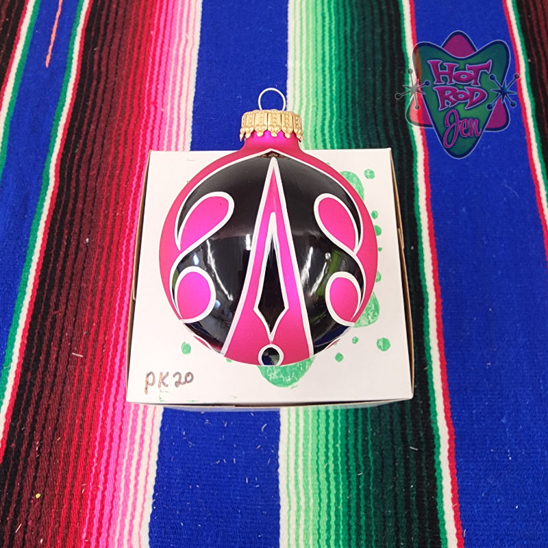 Hand pinstriped/painted glass ornament by Hot Rod Jen