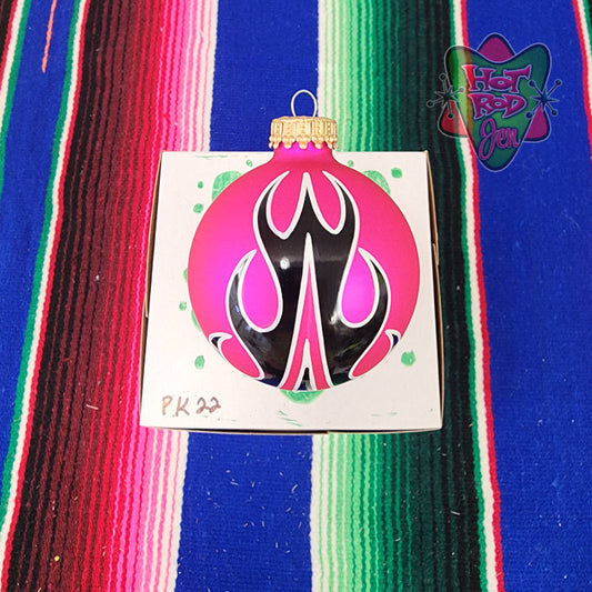 Hand pinstriped/painted glass ornament by Hot Rod Jen