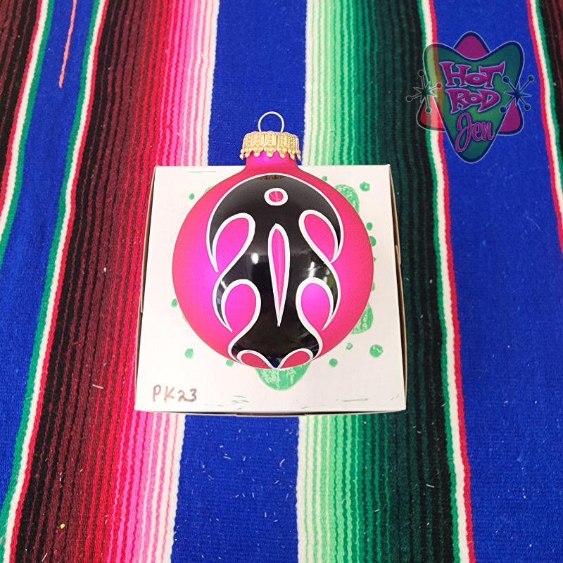 Hand pinstriped/painted glass ornament by Hot Rod Jen