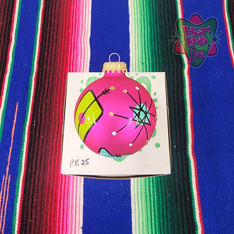 Hand pinstriped/painted glass ornament by Hot Rod Jen