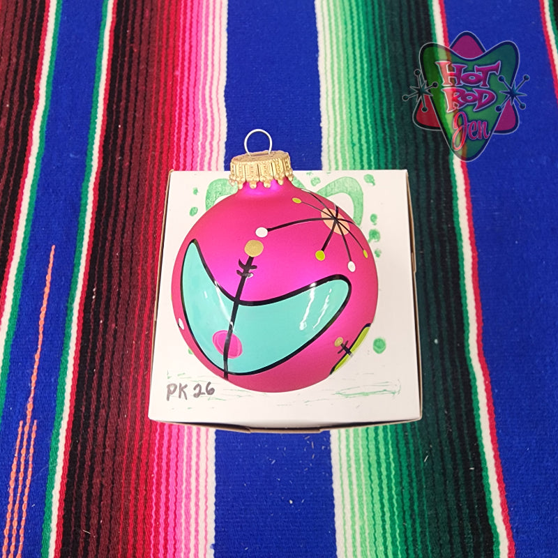 Hand pinstriped/painted glass ornament by Hot Rod Jen